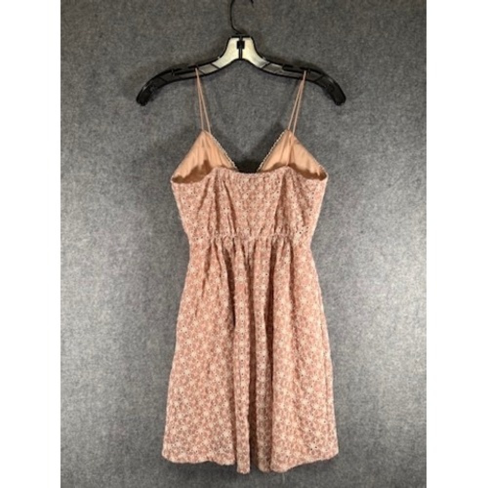 Olive Tree Pink Floral Eyelet Mini Dress Womens Small Dusty Rose Fit & Flare - Picture 7 of 8